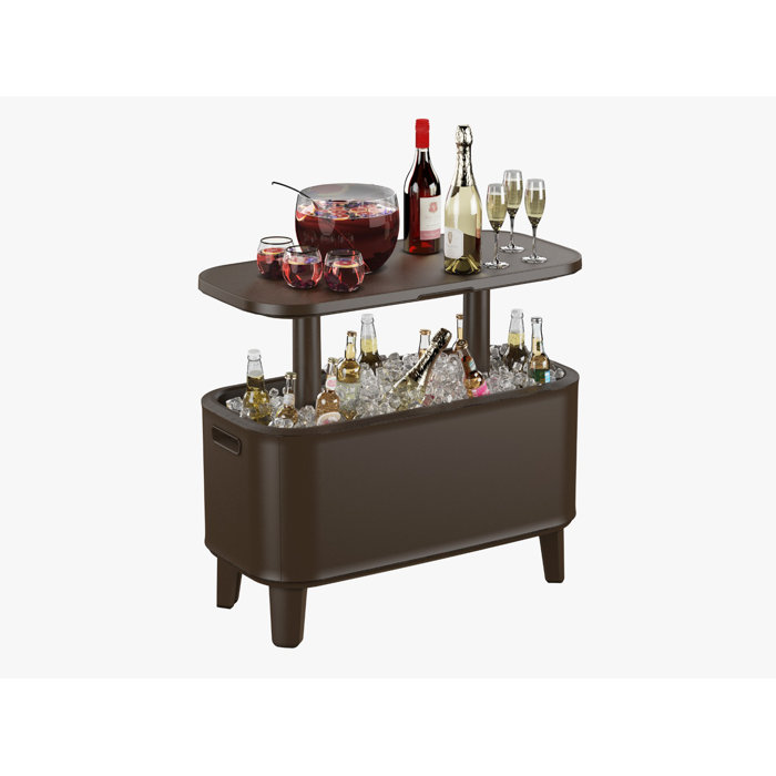 Keter Breeze Bar Indoor Outdoor 2 In 1 Cooler and Side Table Combo 17